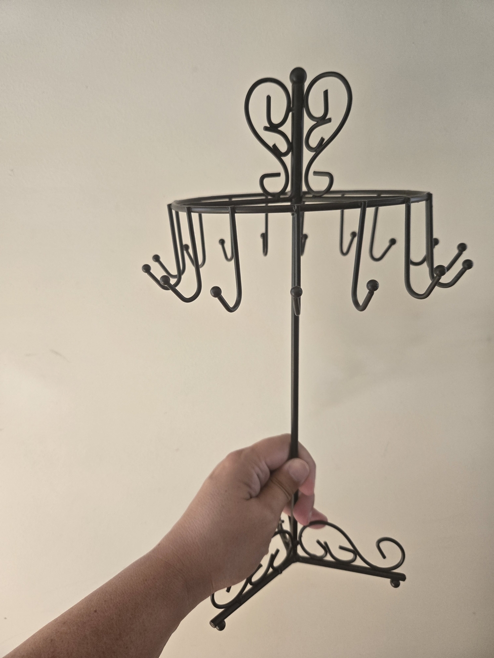 Black Metal Jewelry Stand with Heart Accent
